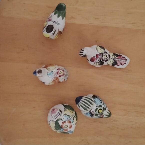Tonala Mexican Pottery Bird Figurines 5 in the set ~Vintage~ - Picture 2 of 7